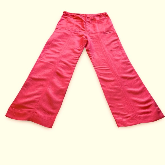 Loft Coral Pink High Rise Wide Leg Trousers Size 14 NWT - Picture 2 of 5